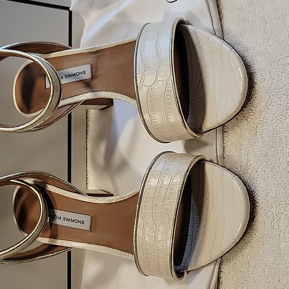 Tabitha Simmons Leticia Embossed Croc heel sandals, NIB - Picture 3 of 11